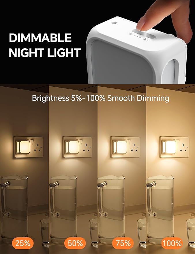 2-pack warm white night lights with sensor.