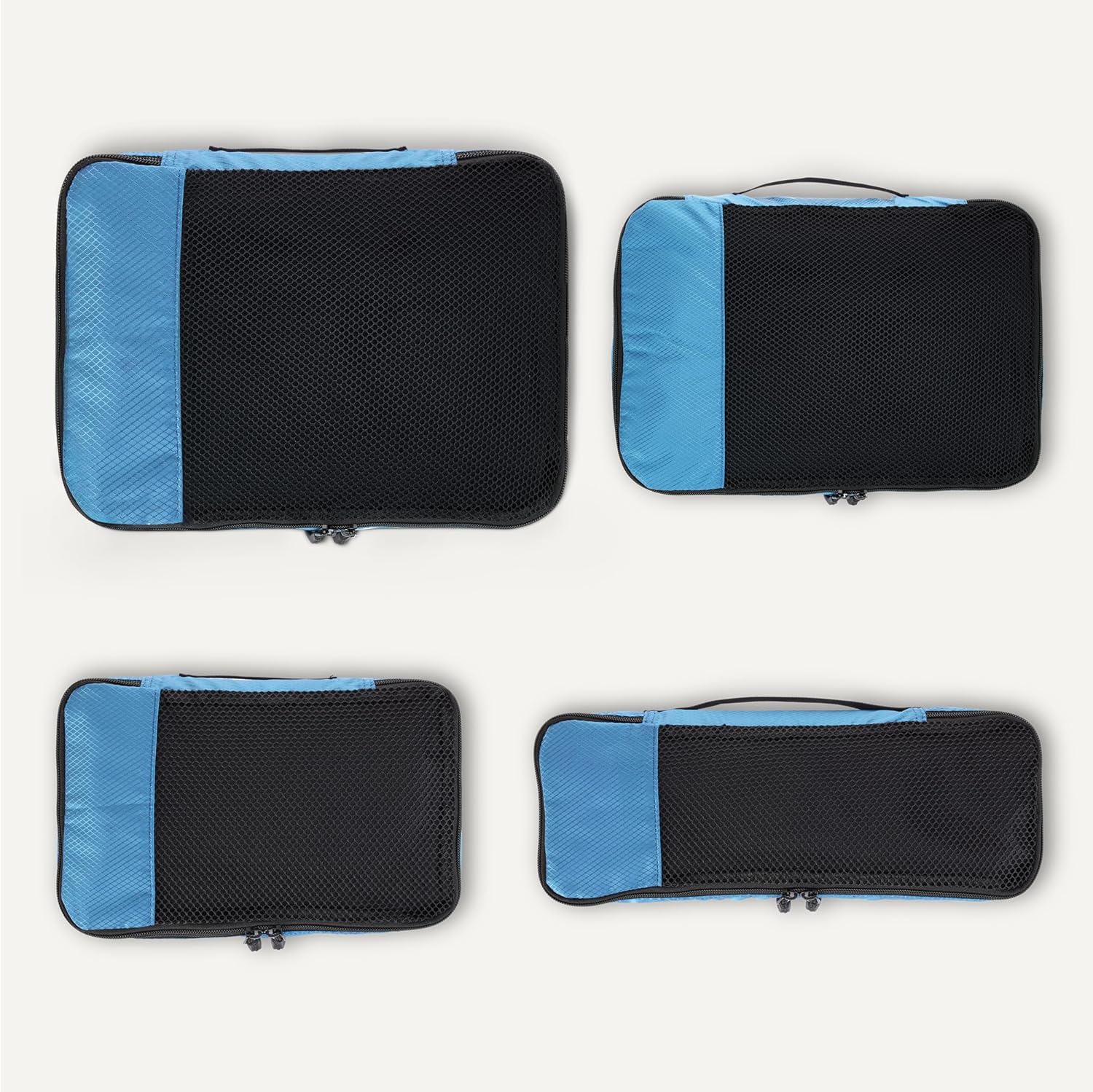 Lightweight Sky Blue packing cubes for organized travel.