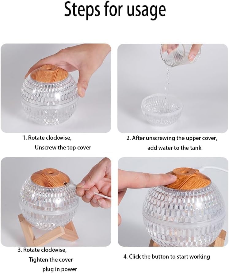 Colorful LED moon humidifier with USB power.