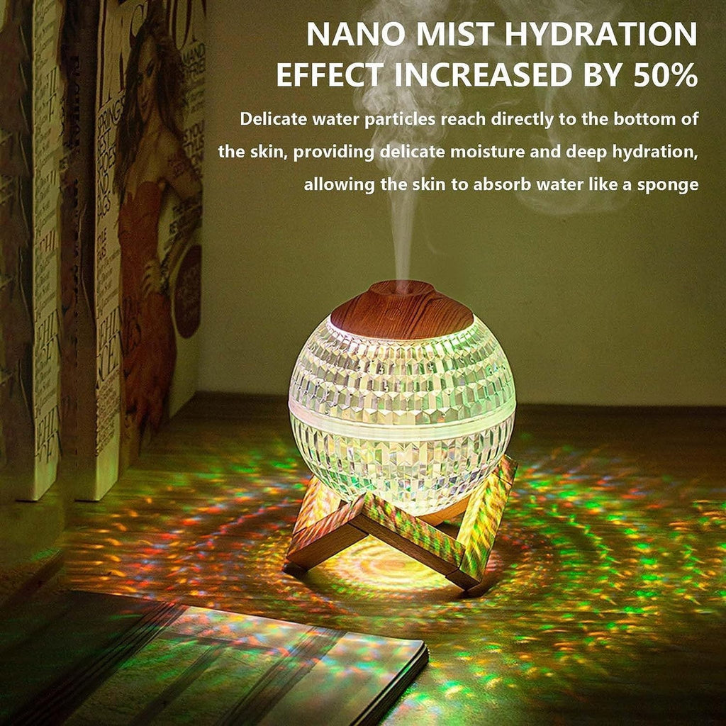 Colorful LED moon humidifier with USB power.