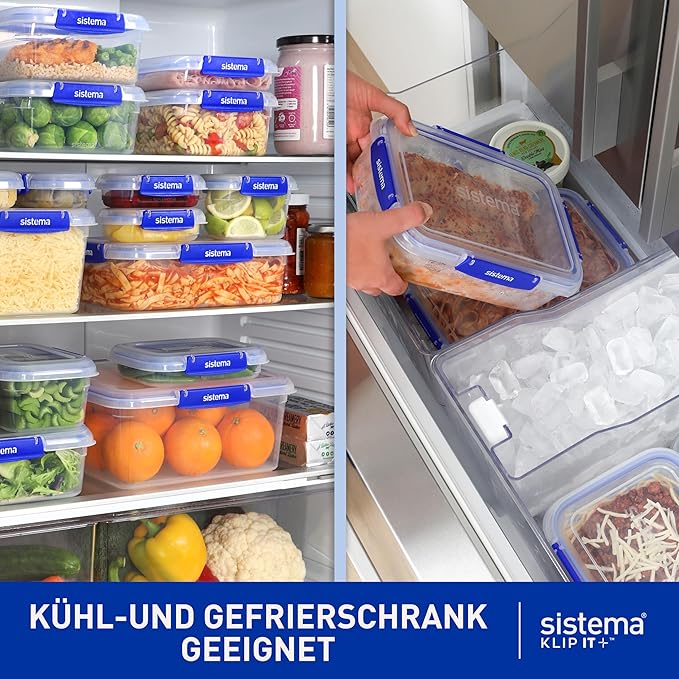 Leakproof, airtight 1 L containers for meal prep and lunches.