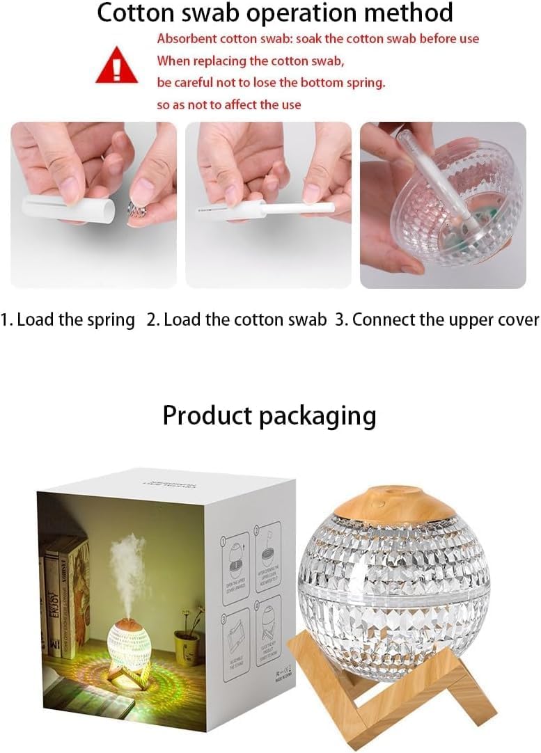 Colorful LED moon humidifier with USB power.