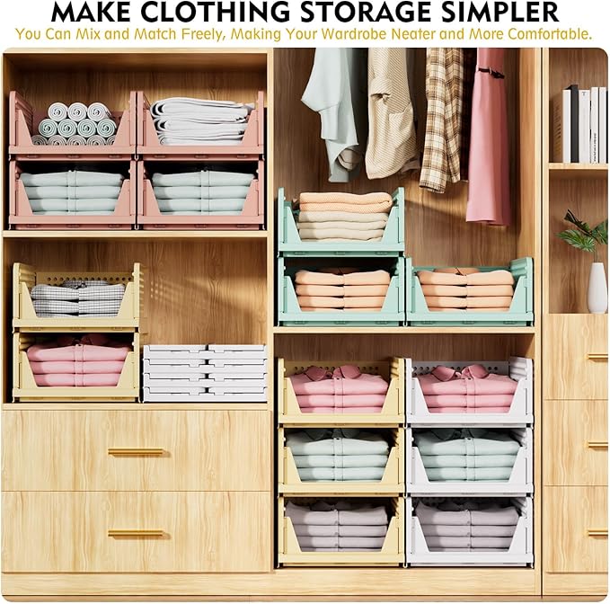 5-pack white stackable foldable storage organisers.